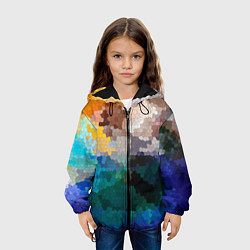 Куртка с капюшоном детская Осенний мозаичный узор, цвет: 3D-черный — фото 2