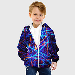 Куртка с капюшоном детская Neon pattern Fashion 2055, цвет: 3D-белый — фото 2
