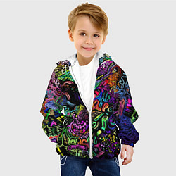 Куртка с капюшоном детская Абстрактный узор Vanguard Fashion Неон, цвет: 3D-белый — фото 2