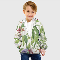Куртка с капюшоном детская Цветы Нежная Листва, цвет: 3D-белый — фото 2