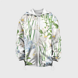 Куртка с капюшоном детская Цветы Утонченные и Яркие, цвет: 3D-белый