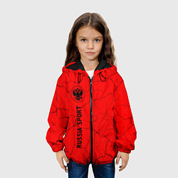 Куртка с капюшоном детская РОССИЯ - ГЕРБ Russia Sport Трещины, цвет: 3D-черный — фото 2