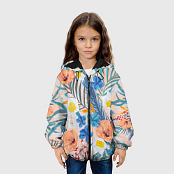 Куртка с капюшоном детская Цветы Яркие Тропические, цвет: 3D-черный — фото 2