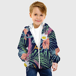 Куртка с капюшоном детская Цветы Гибискусы, цвет: 3D-белый — фото 2