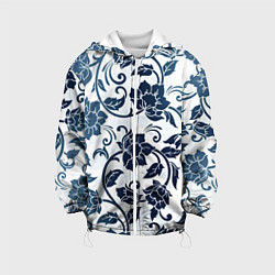 Куртка с капюшоном детская Гжелевые цветы, цвет: 3D-белый