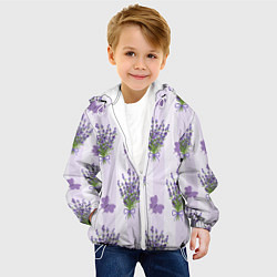 Куртка с капюшоном детская Лавандовые бабочки, цвет: 3D-белый — фото 2