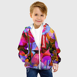 Куртка с капюшоном детская Красочный летний цветочный паттерн Summer color pa, цвет: 3D-белый — фото 2