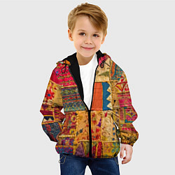 Куртка с капюшоном детская Пэчворк Лоскутное одеяло Patchwork Quilt, цвет: 3D-черный — фото 2