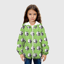 Куртка с капюшоном детская Орнамент котики инь янь, цвет: 3D-белый — фото 2