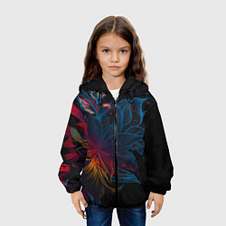 Куртка с капюшоном детская Радужные цветы, цвет: 3D-черный — фото 2