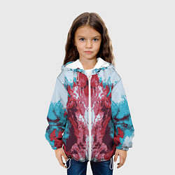 Куртка с капюшоном детская Абстрактный ,графический рисунок, красного и синег, цвет: 3D-белый — фото 2