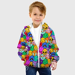 Куртка с капюшоном детская Sticker bombing смайлы маленькие, цвет: 3D-белый — фото 2
