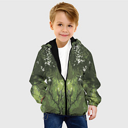 Куртка с капюшоном детская Абстрактный,графический рисунок зеленого цвета, цвет: 3D-черный — фото 2