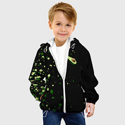 Куртка с капюшоном детская Авокадо avocado брызги, цвет: 3D-белый — фото 2