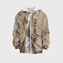Куртка с капюшоном детская Только для Италии Мешковина Рваньё Only for Italy, цвет: 3D-белый