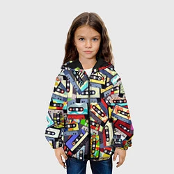 Куртка с капюшоном детская ТЕКСТУРА АУДИОКАССЕТ, цвет: 3D-черный — фото 2