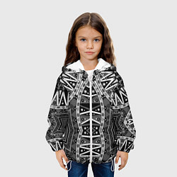 Куртка с капюшоном детская Черно-белый этнический орнамент, цвет: 3D-белый — фото 2