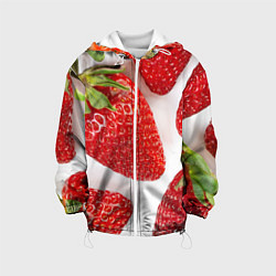 Куртка с капюшоном детская Strawberries, цвет: 3D-белый