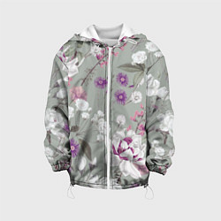 Куртка с капюшоном детская Цветы Романтический Сад, цвет: 3D-белый