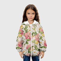 Куртка с капюшоном детская Цветы Английские Розы, цвет: 3D-белый — фото 2