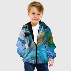 Куртка с капюшоном детская Абстрактная красочная композиция Полосы Abstract c, цвет: 3D-черный — фото 2
