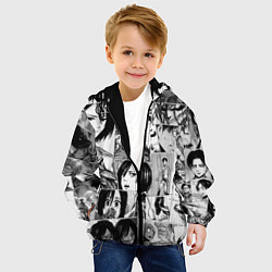 Куртка с капюшоном детская Атака титанов паттерн, цвет: 3D-черный — фото 2