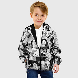 Куртка с капюшоном детская Клинок рассекающий демонов паттерн, цвет: 3D-черный — фото 2
