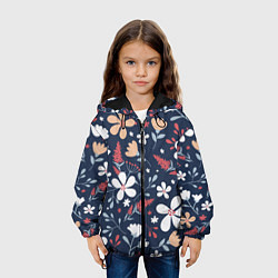 Куртка с капюшоном детская Цветы Полуночные Разноцветные, цвет: 3D-черный — фото 2
