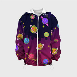 Куртка с капюшоном детская Pizza in Space, цвет: 3D-белый