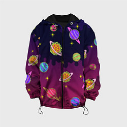 Куртка с капюшоном детская Pizza in Space, цвет: 3D-черный