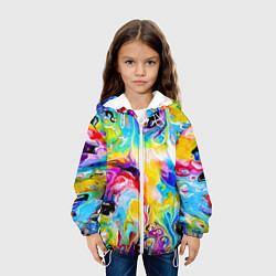 Куртка с капюшоном детская Неоновые всплески красок Лето Neon splashes of col, цвет: 3D-белый — фото 2