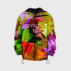 Куртка с капюшоном детская Разноцветная абстрактная композиция Лето Multi-col, цвет: 3D-черный