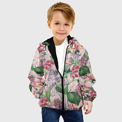 Куртка с капюшоном детская Цветы Розовые Лилии и Сирень, цвет: 3D-черный — фото 2