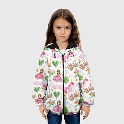 Куртка с капюшоном детская Принцесса, замки и единороги, цвет: 3D-черный — фото 2