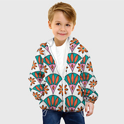 Куртка с капюшоном детская Египетский узор с лотосом, цвет: 3D-белый — фото 2