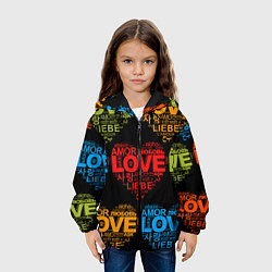 Куртка с капюшоном детская Love, Amor, Любовь - Неон версия, цвет: 3D-черный — фото 2