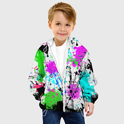 Куртка с капюшоном детская Неоновые разноцветные пятна и брызги красок, цвет: 3D-белый — фото 2