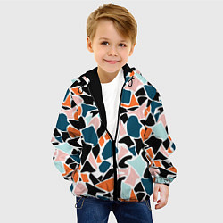 Куртка с капюшоном детская Абстрактный современный разноцветный узор в оранже, цвет: 3D-черный — фото 2