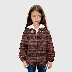 Куртка с капюшоном детская Стена из кирпича терракотового цвета Лофт, цвет: 3D-белый — фото 2