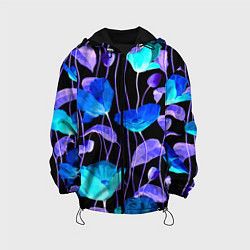 Куртка с капюшоном детская Авангардный цветочный паттерн Fashion trend, цвет: 3D-черный
