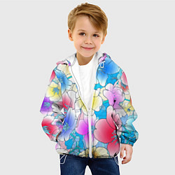 Куртка с капюшоном детская Летний цветочный паттерн Fashion trend 2025, цвет: 3D-белый — фото 2