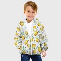 Куртка с капюшоном детская Лимоны Нарисованные Акварелью, цвет: 3D-белый — фото 2