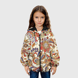 Куртка с капюшоном детская Цветочный винтажный орнамент, цвет: 3D-черный — фото 2