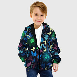 Куртка с капюшоном детская Color summer night Floral pattern, цвет: 3D-черный — фото 2