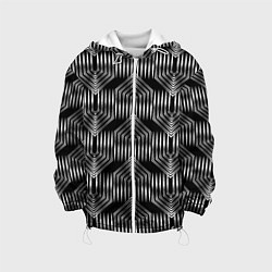 Куртка с капюшоном детская Геометрический узор арт-деко черно-белый, цвет: 3D-белый