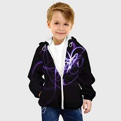 Куртка с капюшоном детская Неоновый узор - Фиолетовый, цвет: 3D-белый — фото 2