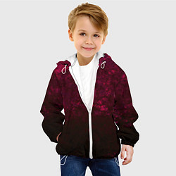 Куртка с капюшоном детская Темно-красный абстрактный узор текстура камня, цвет: 3D-белый — фото 2