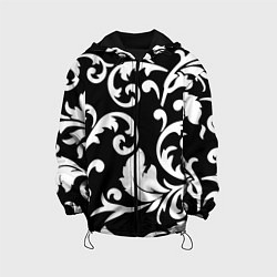 Куртка с капюшоном детская Minimalist floral pattern, цвет: 3D-черный