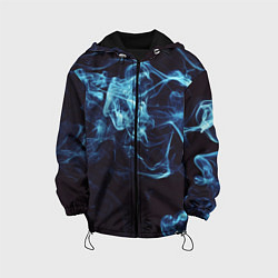 Куртка с капюшоном детская Неоновые пары дыма - Синий, цвет: 3D-черный