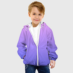 Куртка с капюшоном детская PINK-PURPLE GRADIENT ГРАДИЕНТ РОЗОВО-ФИОЛЕТОВЫЙ, цвет: 3D-белый — фото 2